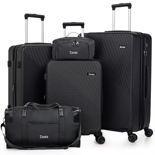 Eeeza Expandable Luggage Sets 5 Piece,Suitcases with Detachable Wheels,ABS Hard Case Luggage with TSA Lock Spinner Wheels,Carry On Luggage Set