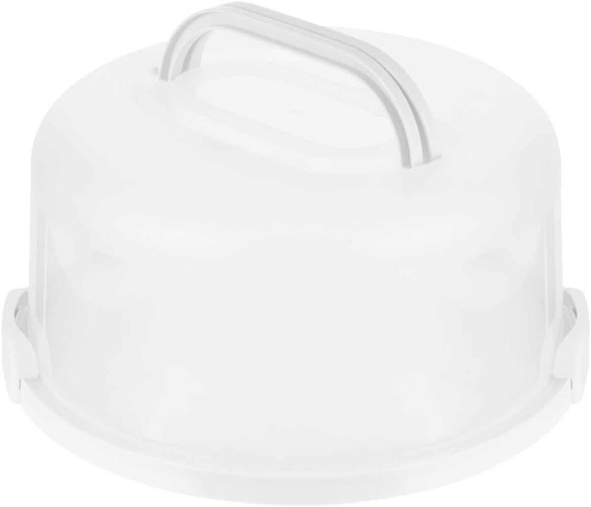 Reusable Cake Carrier Box with Handle 10-inch Lid White Portable Sealing Cake Packaging Container for Birthday and Home Storage