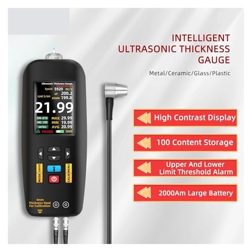 Medidor de Grosor de Pintura Digital Ultrasonico T7, Rango 0.01 a 300 mm para Metal y Tubos de Acero, Recargable miniatura 4