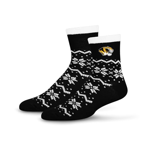 For Bare Feet NCAA Missouri Tigers Snowflake Lane Cozy Cabin Socks, Adult One Size