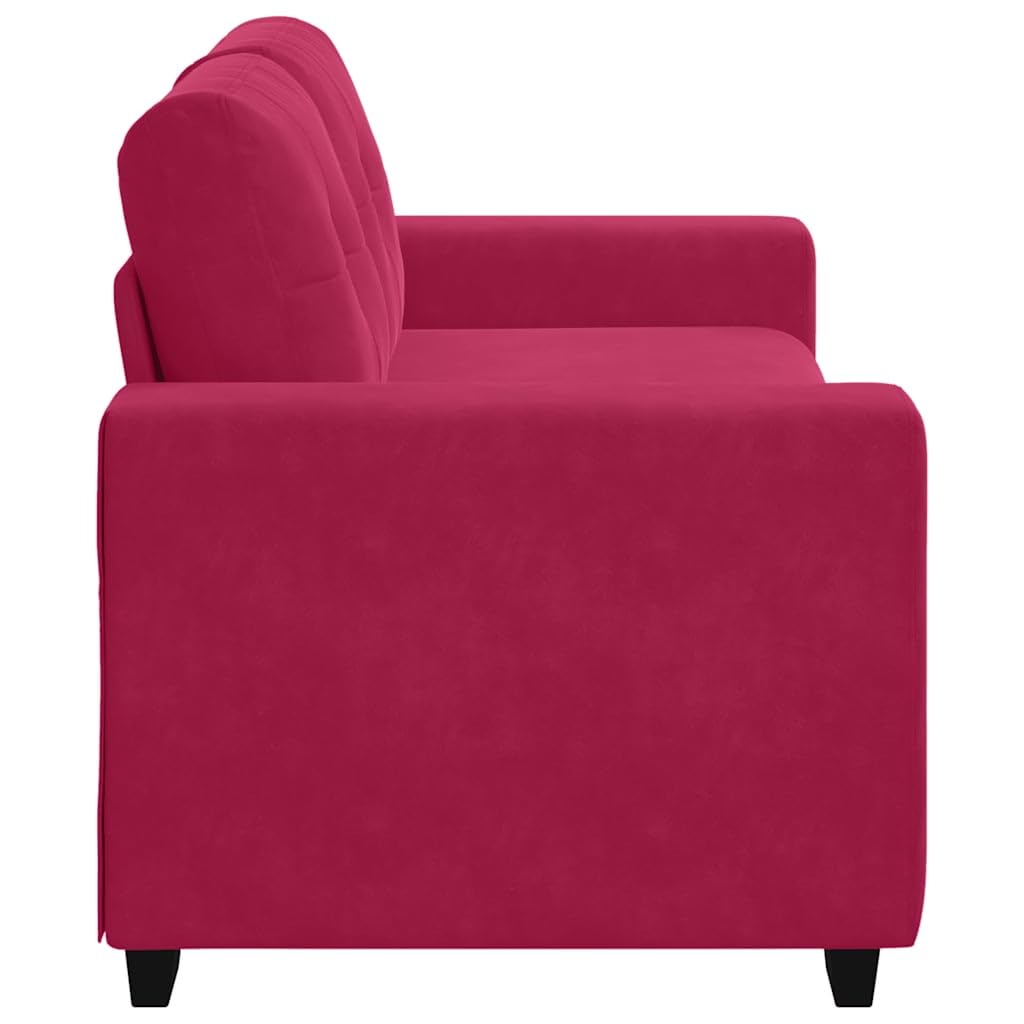 Sofá de dos plazas en rojo vino 180x77x82 cm de terciopelo con diseño de sillón de asiento para sala de estar y estudio