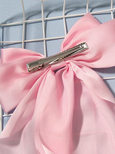 Furling-Pompoms-Pink-Hair-Bows-for-WomenHair-Ribbon-Bows-for-GirlsHot-Pink-Girl-Hair-Bow-ClipLong-Tail-Alligator-Hair-ClipsBig-Bow-Pink-Hair-Accessories-Christmas-Gift-2Pack
