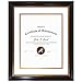 Golden State Art, 11x14 Frame for Diploma/Certificate, Sawtooth Hangers for Wall Mounting with Real Glass, Black Gold & Burgundy Molding, (White Over Gold Double Mat for 8.5x11 Diploma)