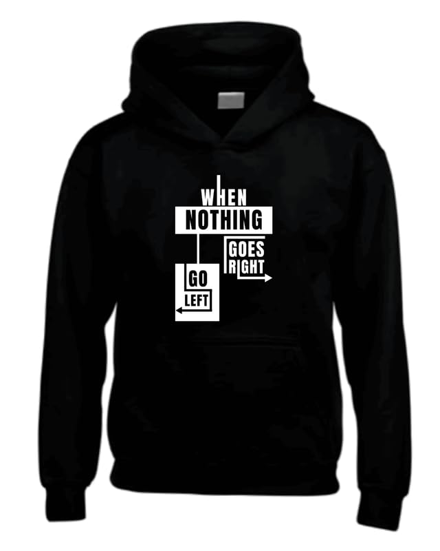 Sweat à capuche noir avec message imprimé blanc coupe manches longues taille 34