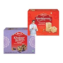 Bikaji Khajoor Dry Fruit Burfee/Burfi 250g and Soan Papdi Manbhavan 500g Combo Pack | Premium Indian Sweets | Authentic Mithai | Authentic Mithai Taste | Family gatherings.