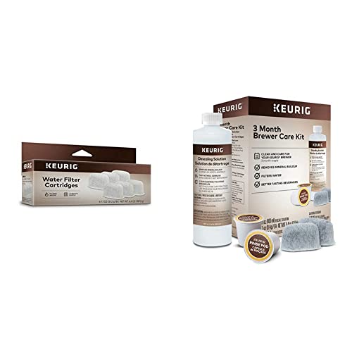 Keurig Water Filter Refill Cartridges, 6 Count & 3-Month Brewer Maintenance Kit Includes Descaling Solution, Compatible Classic/1.0 & 2.0 K-Cup Coffee Makers, 7 Count