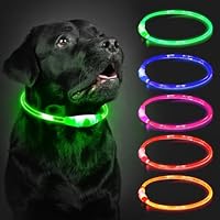 Leuchthalsband Hund Aufladbar, LED Hundehalsband Leuchtend wasserdicht mit 3 Lichtmodi in der Nacht Sicherheit für Kleine, Mittlere und Große Hunde Leuchthalsband, Grün 70cm