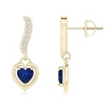 Handgefertigt in den USA. Angara.com - Gold 14 Karat (585) 14 Karat (585) Gelbgold Herzschliff Rundschliff  Leicht getöntes Weiß/Top Crystal (I) Diamant Saphir 