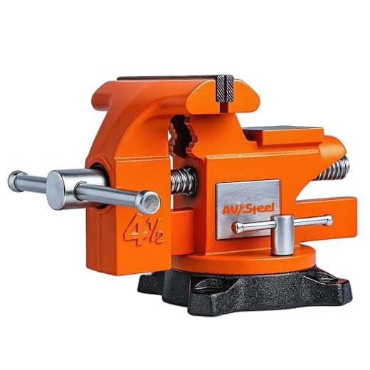 AV Steel 4-1/2" Bench Vise with 240° Flexible Swivel Locking Base and Anvil, High-Strength Multi-Purpose Workbench Vise Heavy-Duty, Cast Iron Workbench for Woodworking, Drilling, Pipe Cutting