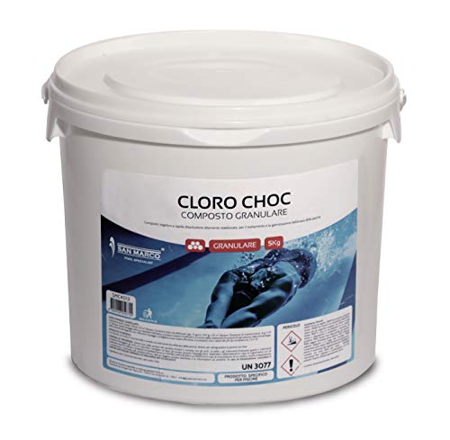 San Marco Cloro shock granulare per la puliza e igiene dell'acqua della piscina da 5 Kg - Dicloro...