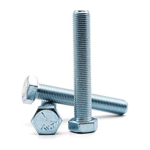 Hippo Hardware 5/16" Inch (5/16" X 2") UNF Hexagon Set Screws Fully Threaded Imperial Bolts with Fine Thread Grade 5 Steel Bright Zinc Plated BZP (Pack of 10) Cover