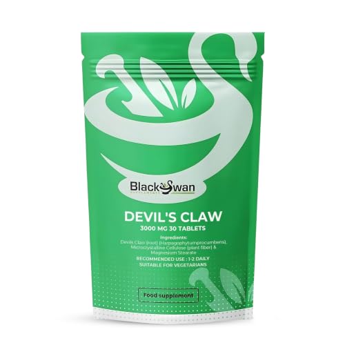 Black Swan Devils Claw Tablets - 3000mg Antioxidant Formula Anti Inflammation Joints Digestive Health Muscle Pain Relief Natural Herbal Supplement - 30 Tabs 1 Month Supply