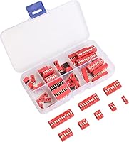Zweireihiger Dip-Schalter Packung à 40pcs Rutschtyp Roter Kippschalter für Stromkreis, Breadboards und Arduino