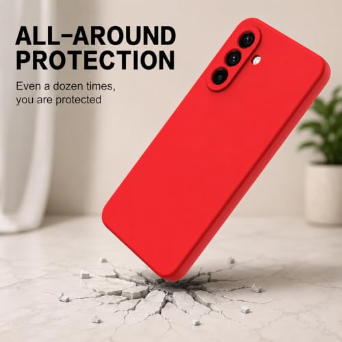 Image of Back Cover Compatible with Samsung Galaxy A37 5G | Full Camera Protection | Premium Liquid Silicon Case | Flexible Bumper Case for Samsung Galaxy A37 5G (Red)