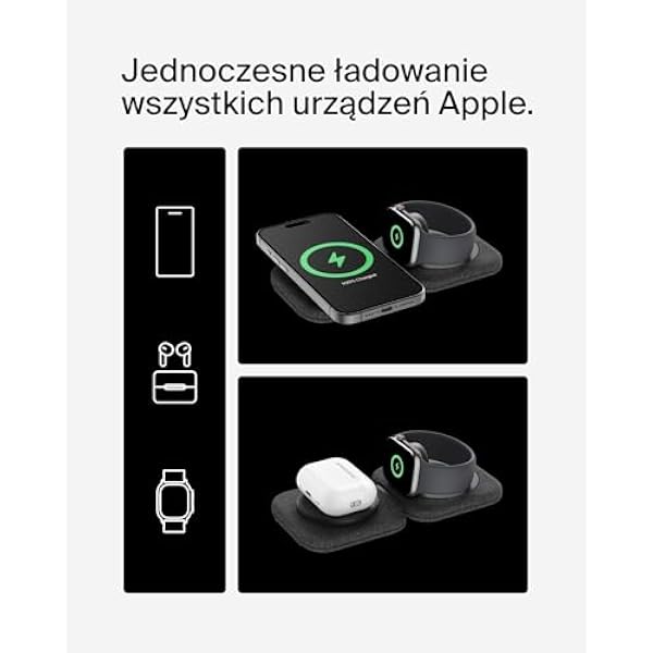 Belkin BoostCharge Pro дорожная магнитная зарядная площадка 2-в-1 15 Вт MagSafe совместимое складное беспроводное зарядное устройство с сертификацией Qi2 для iPhone 16 Apple Watch 10 и AirPods