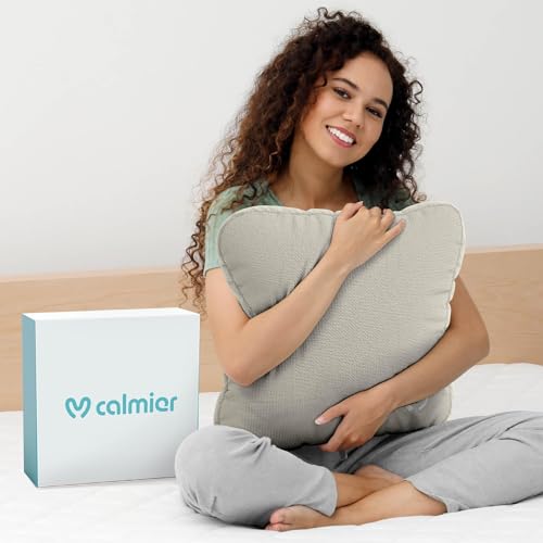 Calmier - 6 lb Sensory Weighted Pillow - Glass Bead Filled Hug Pillow - Ultra Plush Cozy Weight Sensory Pillows for Adults and Kids - Weighted Lap Pad (Tan- Fleece, 6 LBS)