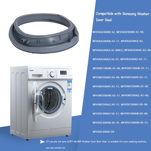 Upgraded DC97-16140P Washer Door Boot Seal DC97-19755A Compatible with Samsung Front Load Washer Door Seal WF45K6200AW/A2, WF45K6200AZ, WF45M5500AP/A5 WF45M5500AZ/A5 Door Seal Gasket by Wadoy - Used condition - Image 6