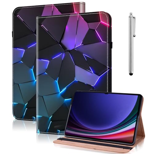 YiChZhe Etui do Samsung Galaxy Tab S10 Ultra/Tab S9 Ultra/Tab S8 Ultra z uchwytem na długopis, skóra PU, odporne na uderzenia, cienkie etui na tablet z regulowanym stojakiem i miejscem na karty