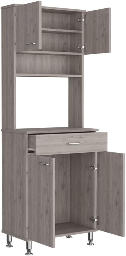 Pantry Piacenza,Two Double Door Cabinet - Light Gray