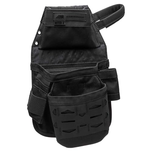 The Diamondback Miter X Pouch (Left-Side Attachment) - Durable & Lightweight Carpenter Tool Belt Pouch - Tool Belt Accessory Includes 3 Pockets, 10 Slots & 2 Attachment Systems (16", 10.5", 5")
