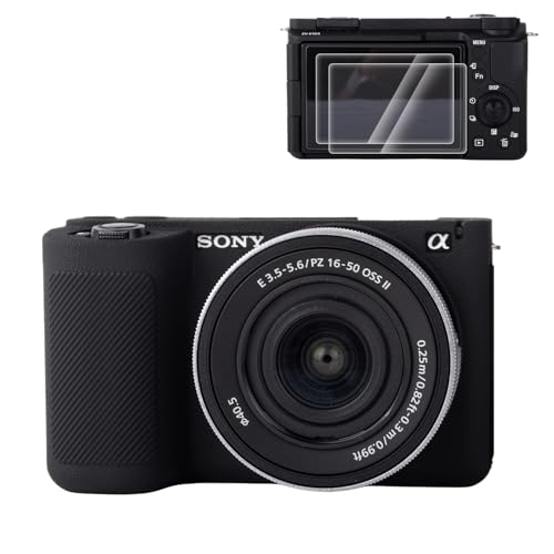 Custodia protettiva silicone compatibile con Sony ZV-E10 II custodia per fotocamera con 2 pellicole protettive per lo schermo leggera per migliorata sensazione di presa