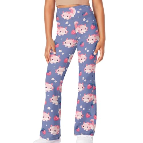 Image of Girls Leggings Floral Print High-Waisted Flared Pants 5-14 Years