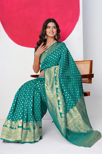 Image of Subham Saree for Woman Silk Cotton Kanjivaram | Soft Daily Wear Golden Zari Sari with Jacquard Blouse Piece