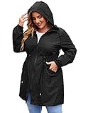 IN'VOLAND Women's Rain Jacket Plus Size Long Raincoat Lightweight Hooded Windbreaker Waterproof...