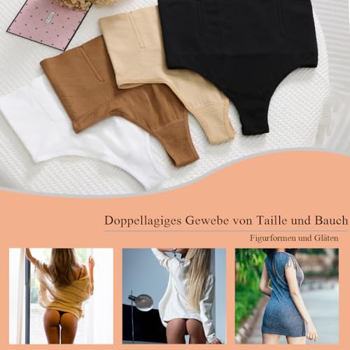 YARRCO Damen Bauchweg Unterhose Slips String Tanga Shapewear Miederhose Body Shaper Miederslips Figurformende Unterwäsche (Beige, M)
