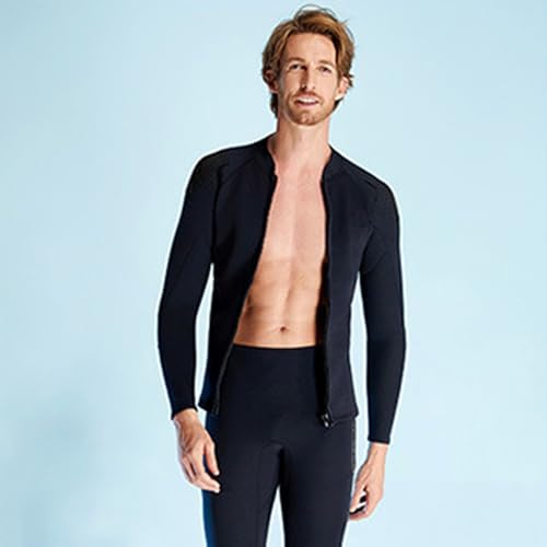 Camiseta de traje de neopreno para hombre y mujer, 1.5mm, manga larga, cremallera frontal, para snorkel, buceo, surf y deportes acuáticos miniatura 3