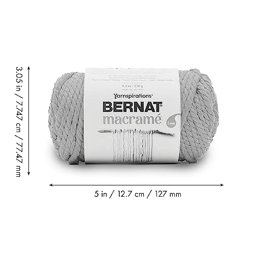 Bernat Macrame Gray Brown Yarn - 3 Pack Of 250G/8.8Oz - Cotton - #6 Super Bulky - Knitting/Crochet #TOP7
