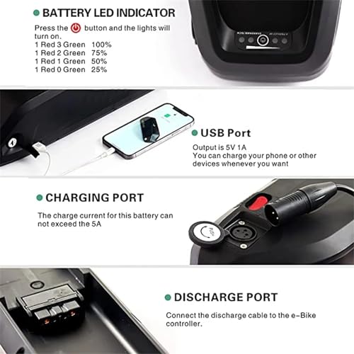 MyNeon bateria elétrica da bicicleta 48V,48V 13Ah 15Ah 20Ah 24Ah (Hailong) Bateria EBike,com porta U