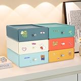 TIE-DailyNec 6 Stück Stapelbare Schubladenboxen, Kosmetik Organizer Schubladenbox, Aufbewahrungsbox mit Schubladen, Make-up Organizer für Schreibtische, Schminktische, Büros (6 Farben)