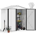 DWVO 6x4ft Metal Outdoor Tool Shed, Garden Storage Shed for Backyard, Lawn, and Patio, Heavy-Duty Storage Unit with Four Vents & Lockable Door for Storing Tools, Equipment & Trash Bins, White