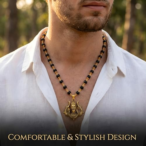 Image of Gratify Original Karungali Mala 54 Beads (7mm) for Men & Women | Authentic Black Ebony Wood Mala with Gold Plated Metal Caps | Spiritual Necklace for Meditation, Prayer, Energy Balance & Positive Vibes