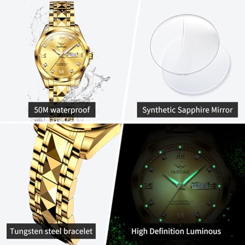 Image of OLEVS Womens Watches Automatic Luxury Dress Ladies Watch Ceramic Strap Rose Gold Self Winding Female Wrist Watch