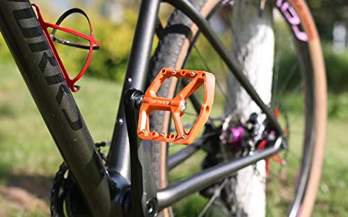 Vanolu Mountain Bike Pedals Mtb Bike Platform Pedals Non-Slip Lightweight Nylon Fiber Bicycle Platform Pedals 9/16 Inch For Road Mountain Bmx Mtb Bikes Orange #TOP1
