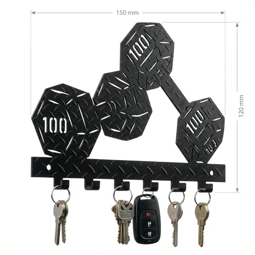 Image of Ventuos Metal Wall Mounted Key Holder with 6 Hooks, Only Dumbbell Design, Key Organizer for Home Office Bedroom Entryway
