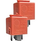 Lot de 2 relais V23134 E52 X344 12 V 5 broches Mini ISO SPDT 40/30 A pour circuits secondaires Air/SMG/convertible top, compatible avec 12631742690, remplace 12630153635 54347190724 (saumon)