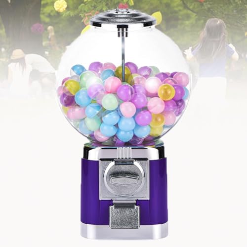 Máquina expendedora de bolas de chicles clásicas, máquina expendedora de bolas de mostrador con 500 bolas de 3,2 cm, dispensador de bolas saltarinas, máquina de premios de chicles con monedas (morad