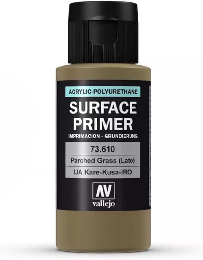 Vallejo - Surface Primer Color | Parched Grass Late 60 ml. (2.02 fl.oz.) | Matte Finish and Fast Drying | Perfect for Airbrushing and Great Adhesion to Figurines and Scale Models