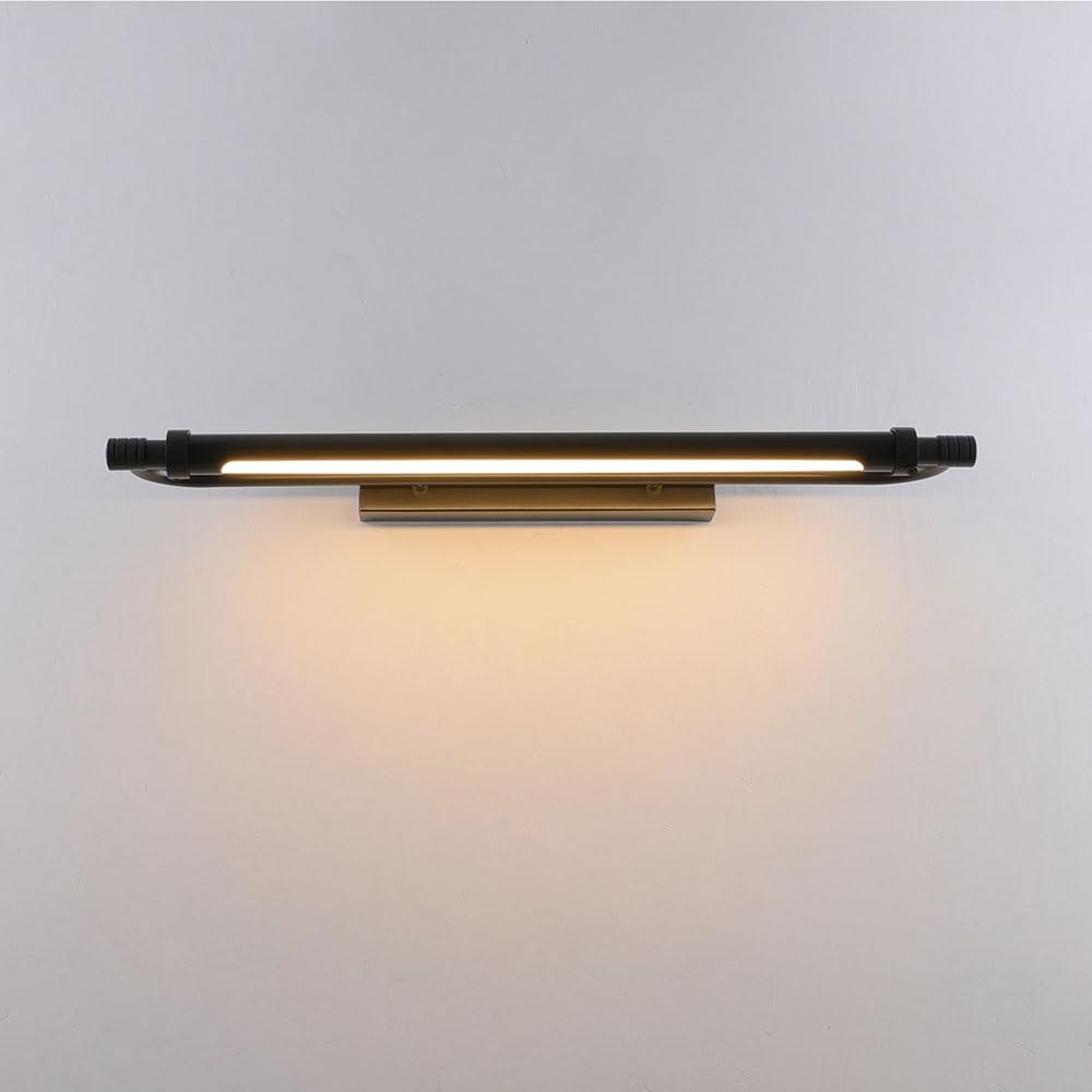 lampa do montażu na ścianie Czarna metalowa minimalistyczna lampa akcentowa do galerii, dekoracja sali wystawowej, tło oświetlenia toaletki