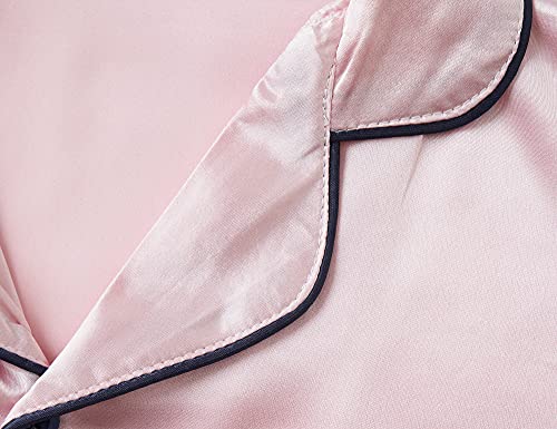 Image of Topgal Girls Satin Pajamas, Coat Style Silky Button Up, Size 6-16 | 2-Piece Button-Front Design; Easy Dressing; Relaxed Home Wear; Bedtime, Lounging, Sleepovers and Gifting