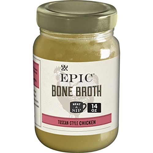EPIC Tuscan Chicken Bone Broth, Keto Consumer Friendly, 14 oz jar (Pack of 6)