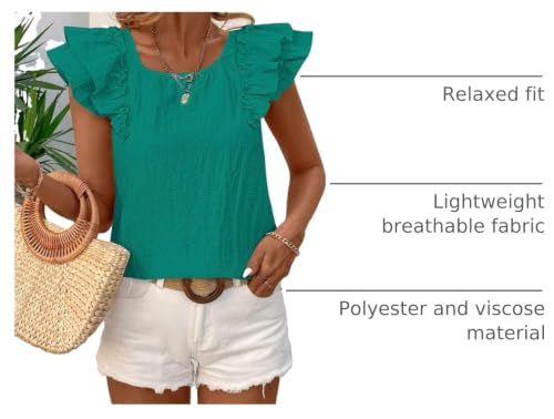 Image of Falechay Womens Bow Tie Back Tops Round Neck Ruffle Short Sleeve Shirts Cute Babydoll Chiffon Tee Women Summer Trendy Tunic