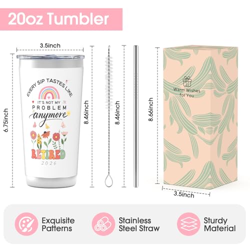 VAKAROTK Retirement Gift For Woman 2026 - Cute Going Away Gift, Farewell Gifts For Coworkers Women, Her - Goodbye Gifts For Coworkers - 20 Oz Tumbler by VAKAROTK - Used condition - Image 3