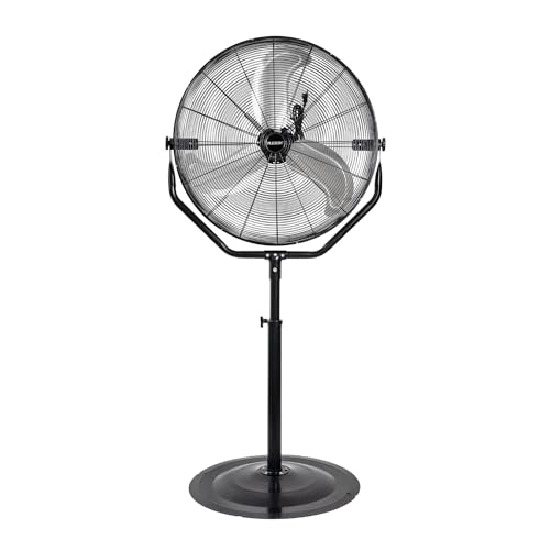 Plexon 30" High Velocity Pedesal Fan Heavy Duty Industrial Standing Fan Commercial Metal Outdoor for Garage Bedroom Gym Shop Warehouse 3 Speeds 9750 CFM, Black