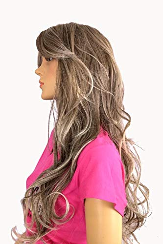 Peruca Lace Wig Ondulada Loiro Platinado Fibra Futura 70Cm