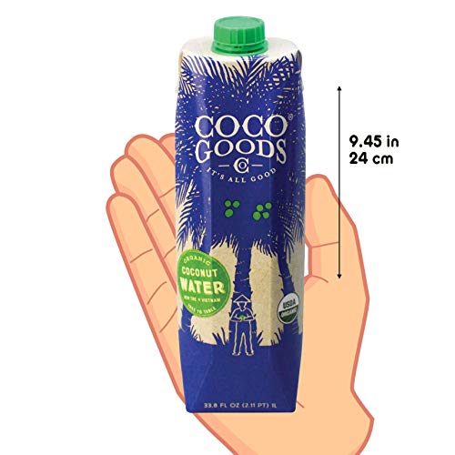 CocoGoodsCo Vietnam Single-Origin 100% Organic Coconut Water, Non-GMO, Never from Concentrate (33.8 fl. oz/1 liter, 6 pack)