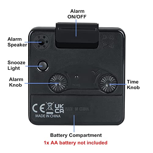Famicozy Silent Tiny Alarm Clock,Easy To Read,Simple Alarm Control,Ascending Alarm,Snooze Backlight,1 Aa Battery Operated #TOP5